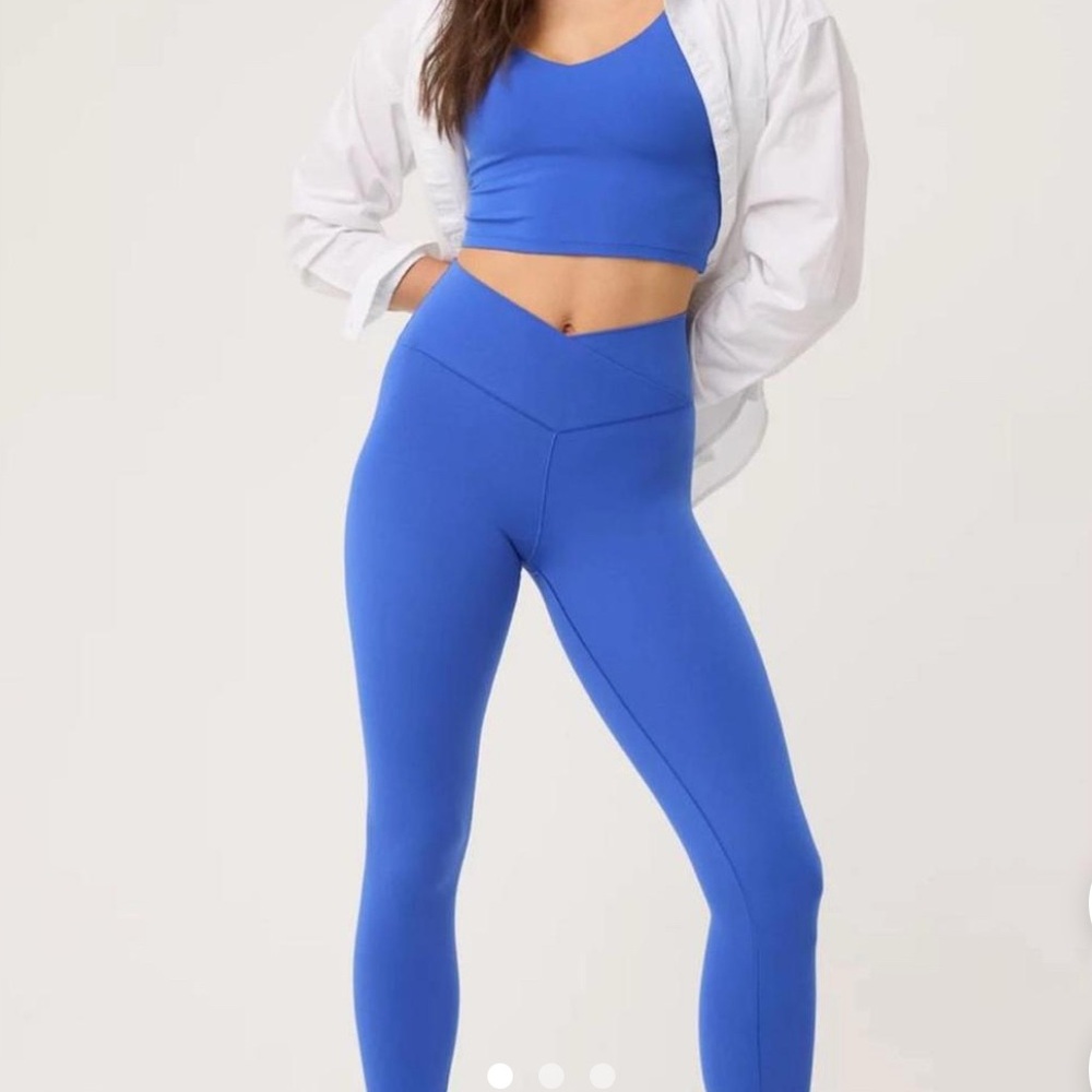 NEVER WORN Aerie 7/8 inch Electric Blue Crossover Leggings